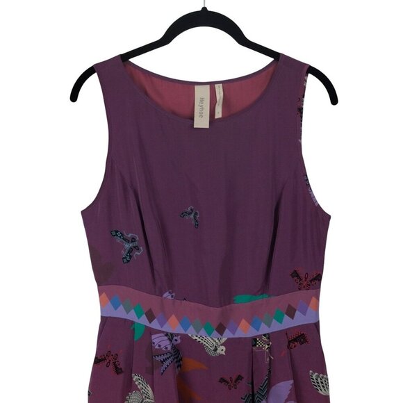 Heyhoe Anthropologie Womens Silk Sleeveless Dress With‎ Butterfly Print Size 6 - Picture 3 of 8